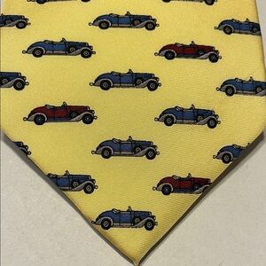 Tango Vintage Car Print Silk Tie – Yellow